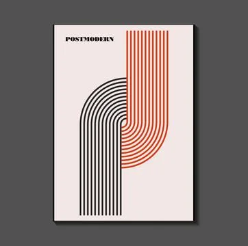 Poster inspired postmodern of vector abstract dynamic symbols with bold geo.. Stock Illustration