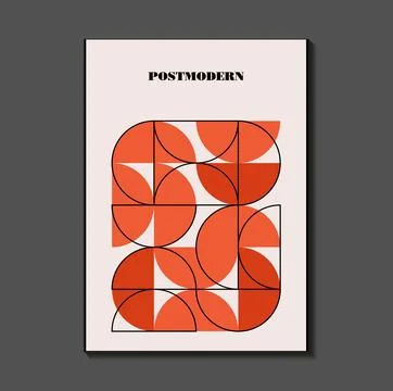 Poster inspired postmodern of vector abstract dynamic symbols with bold geo.. Stock Illustration