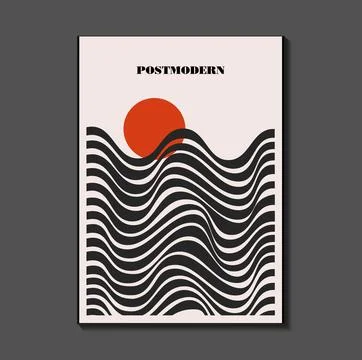 Poster inspired postmodern of vector abstract dynamic symbols with bold geo.. Stock Illustration