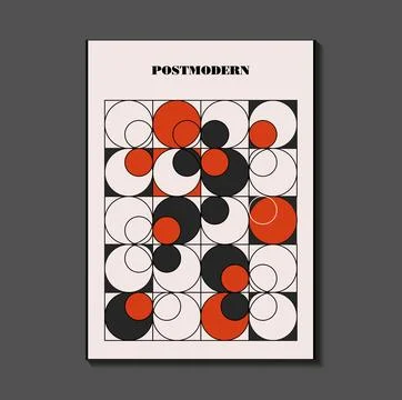 Poster inspired postmodern of vector abstract dynamic symbols with bold geo.. Stock Illustration