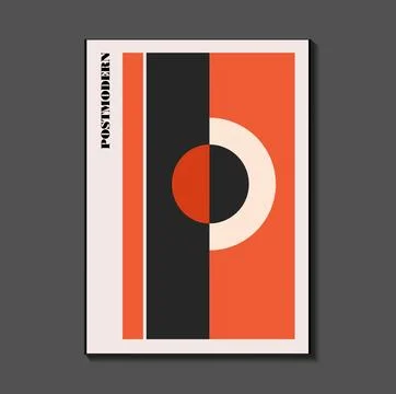 Poster inspired postmodern of vector abstract dynamic symbols with bold geo.. Stock Illustration