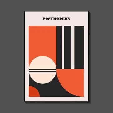 Poster inspired postmodern of vector abstract dynamic symbols with bold geo.. Stock Illustration