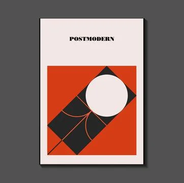 Poster inspired postmodern of vector abstract dynamic symbols with bold geo.. Stock Illustration