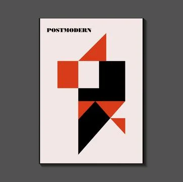 Poster inspired postmodern of vector abstract dynamic symbols with bold geo.. Stock Illustration