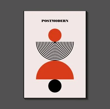 Poster inspired postmodern of vector abstract dynamic symbols with bold geo.. Stock Illustration