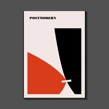 Poster inspired postmodern of vector abstract dynamic symbols with bold geo.. Stock Illustration