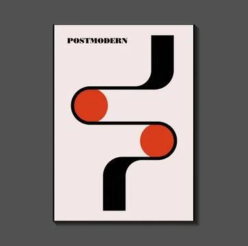 Poster inspired postmodern of vector abstract dynamic symbols with bold geo.. Stock Illustration