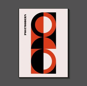 Poster inspired postmodern of vector abstract dynamic symbols with bold geo.. Stock Illustration