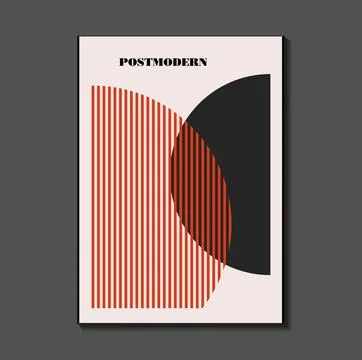 Poster inspired postmodern of vector abstract dynamic symbols with bold geo.. Stock Illustration