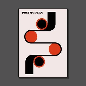 Poster inspired postmodern of vector abstract dynamic symbols with bold geo.. Stock Illustration