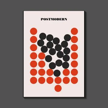 Poster inspired postmodern of vector abstract dynamic symbols with bold geo.. Stock Illustration