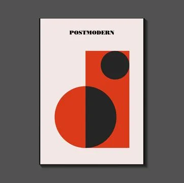 Poster inspired postmodern of vector abstract dynamic symbols with bold geo.. Stock Illustration