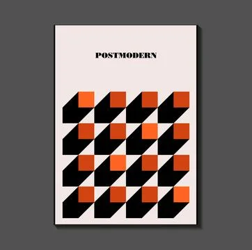 Poster inspired postmodern of vector abstract dynamic symbols with bold geo.. Illustrazione stock