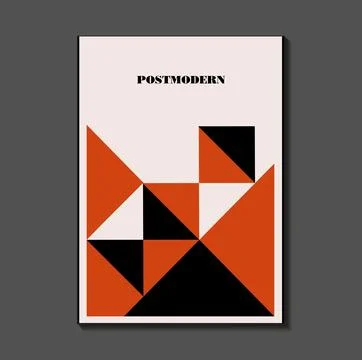 Poster inspired postmodern of vector abstract dynamic symbols with bold geo.. Stock Illustration