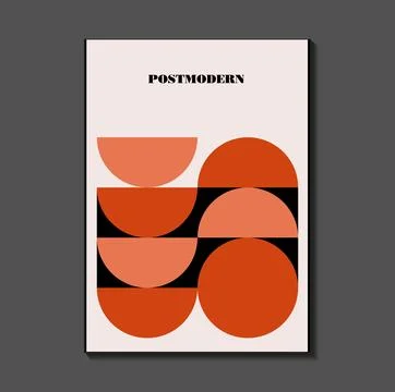 Poster inspired postmodern of vector abstract dynamic symbols with bold geo.. Stock Illustration