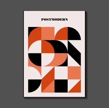 Poster inspired postmodern of vector abstract dynamic symbols with bold geo.. Stock Illustration