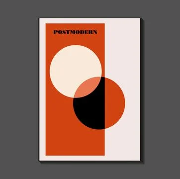 Poster inspired postmodern of vector abstract dynamic symbols with bold geo.. Illustrazione stock