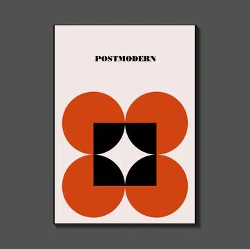 Poster inspired postmodern of vector abstract dynamic symbols with bold geo.. Stock Illustration