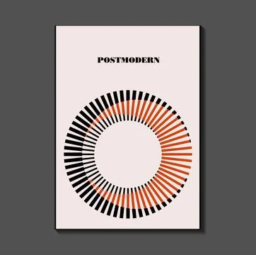 Poster inspired postmodern of vector abstract dynamic symbols with bold geo.. Stock Illustration