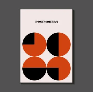 Poster inspired postmodern of vector abstract dynamic symbols with bold geo.. Stock Illustration