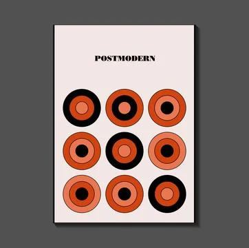 Poster inspired postmodern of vector abstract dynamic symbols with bold geo.. Stock Illustration