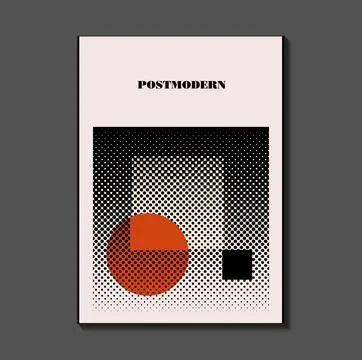 Poster inspired postmodern of vector abstract dynamic symbols with bold geo.. Stock Illustration