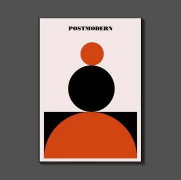 Poster inspired postmodern of vector abstract dynamic symbols with bold geo.. Stock Illustration