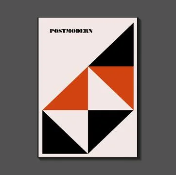 Poster inspired postmodern of vector abstract dynamic symbols with bold geo.. Stock Illustration