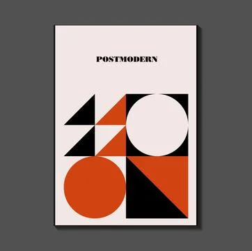 Poster inspired postmodern of vector abstract dynamic symbols with bold geo.. Stock Illustration