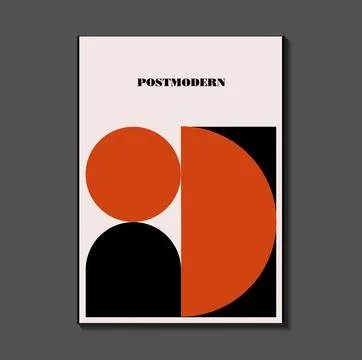 Poster inspired postmodern of vector abstract dynamic symbols with bold geo.. Stock Illustration