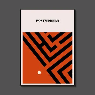 Poster inspired postmodern of vector abstract dynamic symbols with bold geo.. Stock Illustration