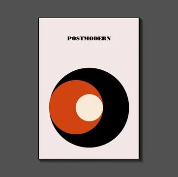 Poster inspired postmodern of vector abstract dynamic symbols with bold geo.. Stock Illustration