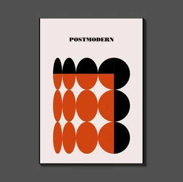 Poster inspired postmodern of vector abstract dynamic symbols with bold geo.. Stock Illustration