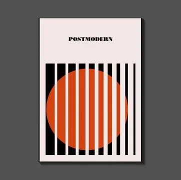 Poster inspired postmodern of vector abstract dynamic symbols with bold geo.. Stock Illustration