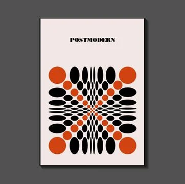 Poster inspired postmodern of vector abstract dynamic symbols with bold geo.. Stock Illustration