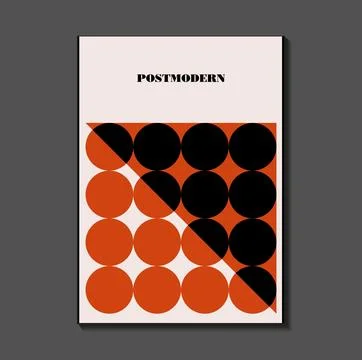 Poster inspired postmodern of vector abstract dynamic symbols with bold geo.. Stock Illustration