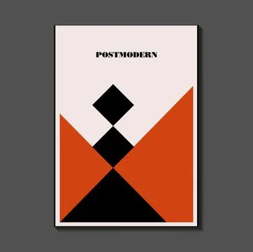 Poster inspired postmodern of vector abstract dynamic symbols with bold geo.. Stock Illustration