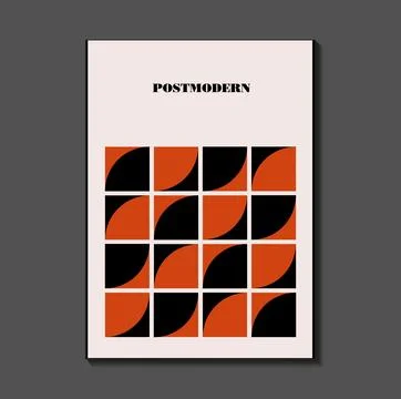 Poster inspired postmodern of vector abstract dynamic symbols with bold geo.. Stock Illustration