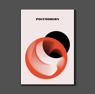 Poster inspired postmodern of vector abstract dynamic symbols with bold geo.. Stock Illustration