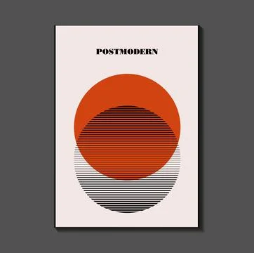 Poster inspired postmodern of vector abstract dynamic symbols with bold geo.. Stock Illustration