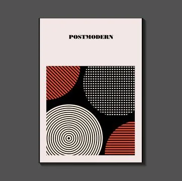 Poster inspired postmodern of vector abstract dynamic symbols with bold geo.. Stock Illustration