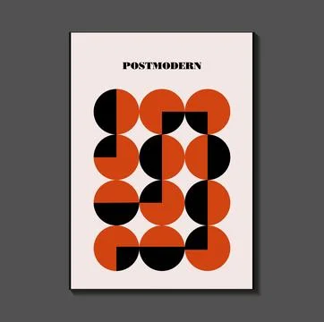 Poster inspired postmodern of vector abstract dynamic symbols with bold geo.. Stock Illustration