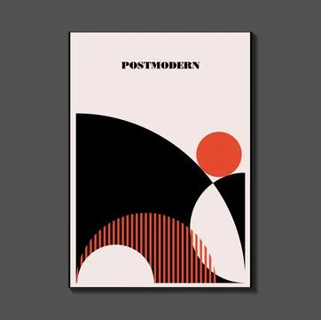 Poster inspired postmodern of vector abstract dynamic symbols with bold geo.. Stock Illustration