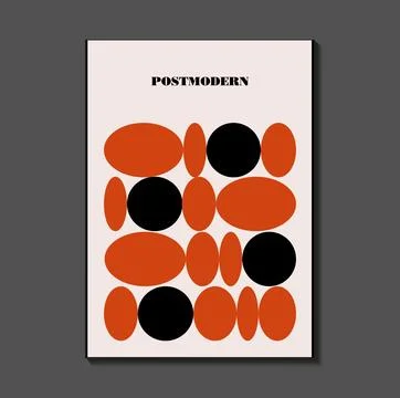 Poster inspired postmodern of vector abstract dynamic symbols with bold geo.. Stock Illustration