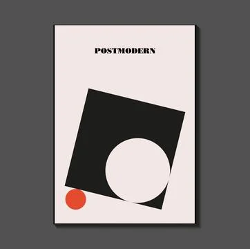 Poster inspired postmodern of vector abstract dynamic symbols with bold geo.. Stock Illustration