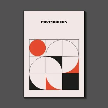 Poster inspired postmodern of vector abstract dynamic symbols with bold geo.. Stock Illustration