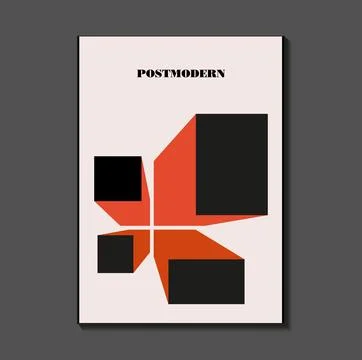 Poster inspired postmodern of vector abstract dynamic symbols with bold geo.. Stock Illustration