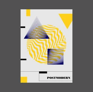 Poster inspired postmodern of vector abstract dynamic symbols with bold Stock Illustration