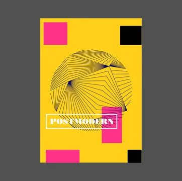 Poster inspired postmodern of vector abstract dynamic symbols with bold Stock Illustration