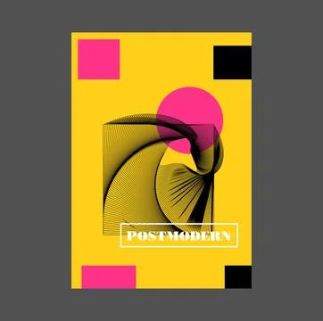 Poster inspired postmodern of vector abstract dynamic symbols with bold Stock Illustration